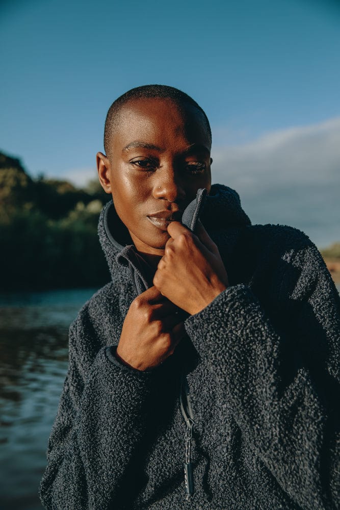 Windproof Fleece Hoodie - Deep Navy - Image 3