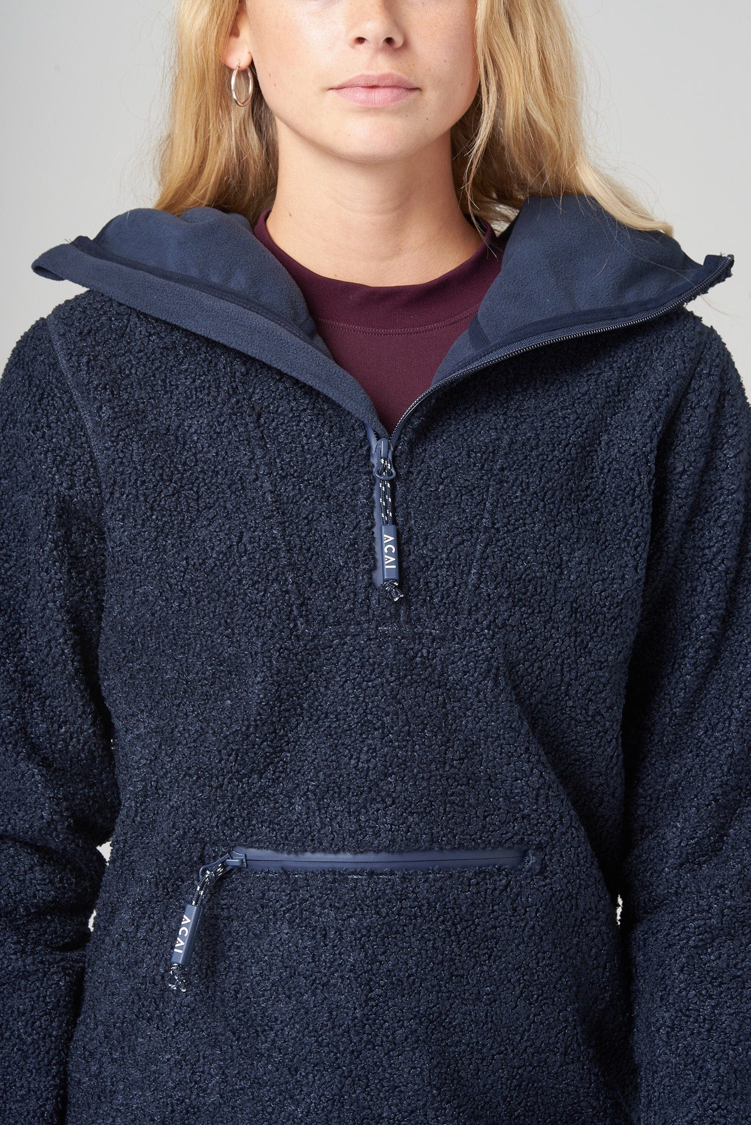 Windproof Fleece Hoodie - Deep Navy - Image 8