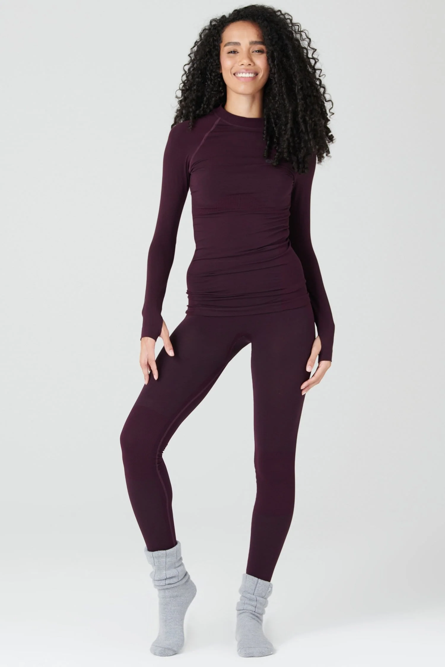 Thermal Seamless Base Layer Tights - Aubergine - Image 3